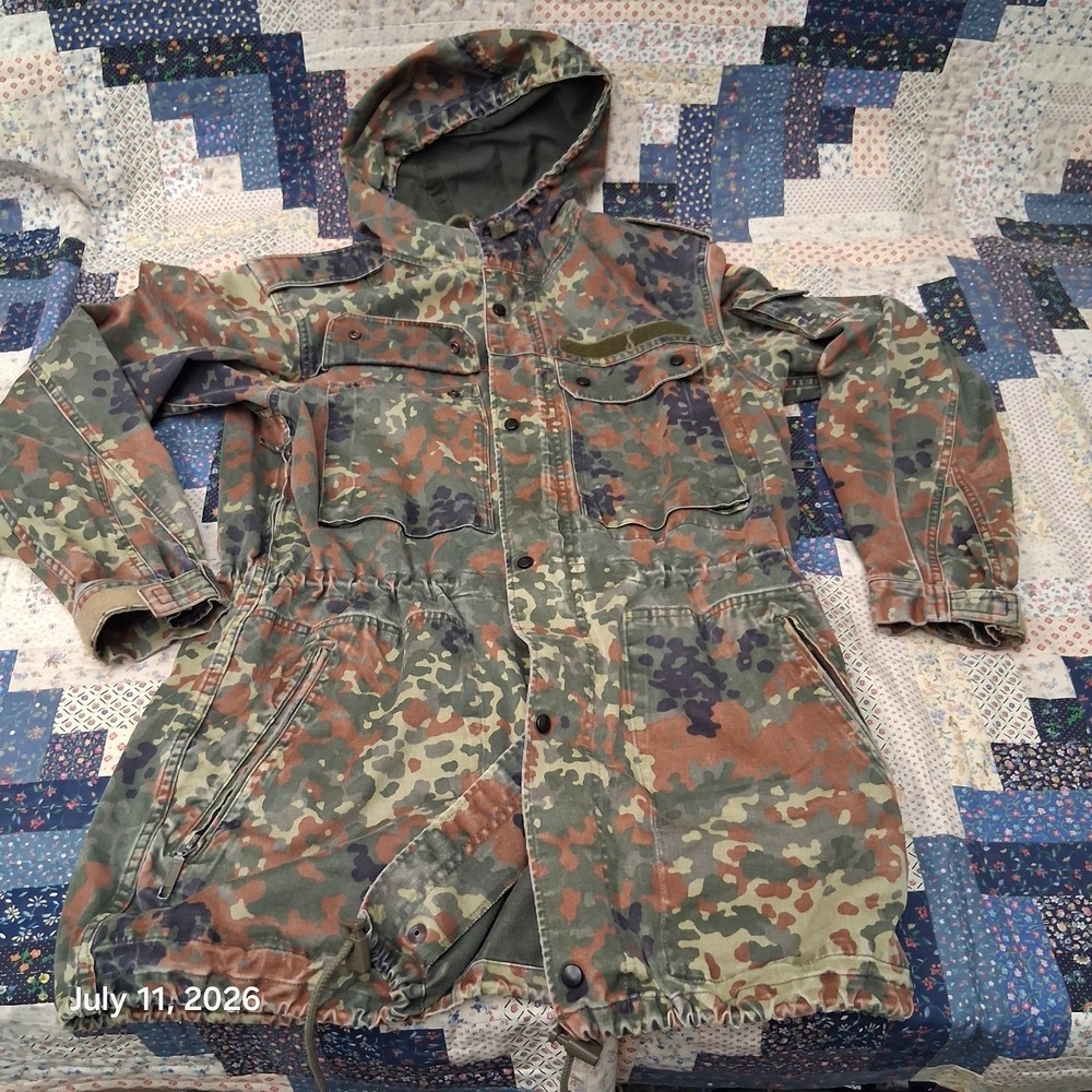 German Bundeswehr Flecktarn Field Parka Hooded Camo Jacket 2001 Military